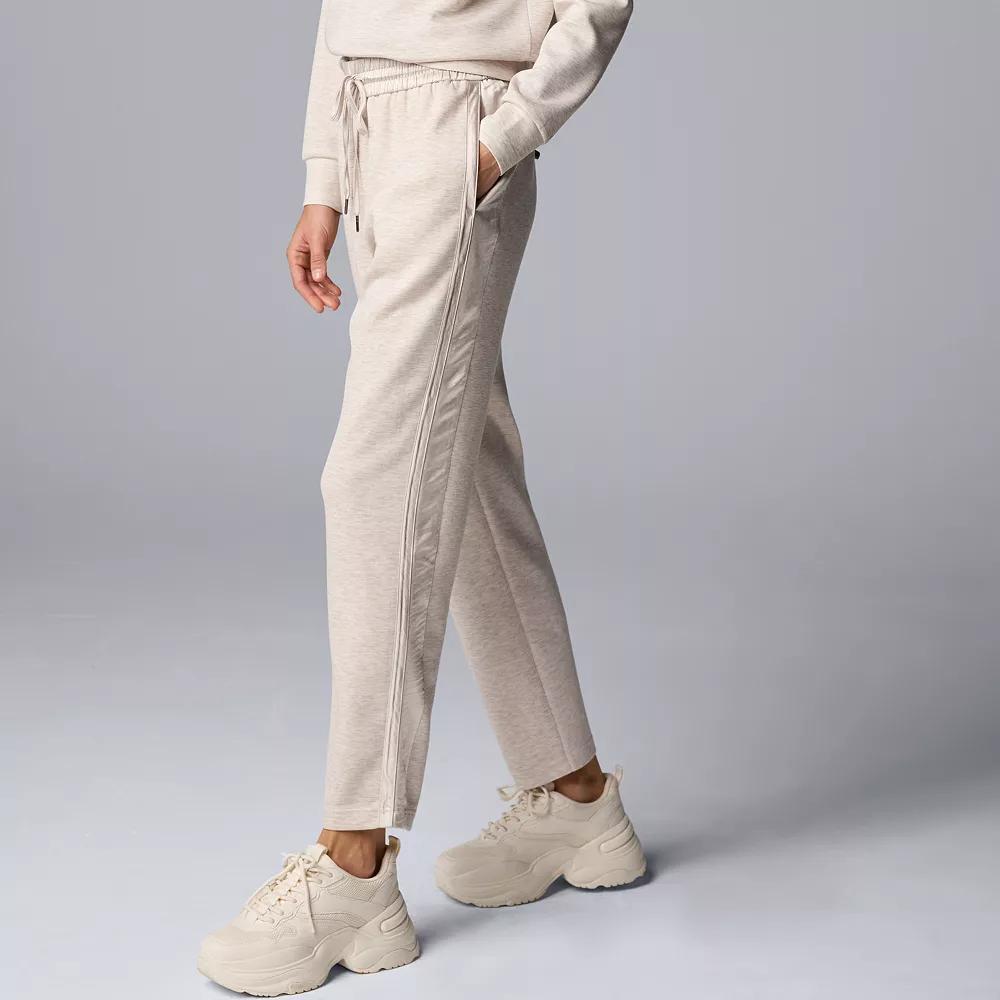 Women's Simply Vera Vera Wang Mixed Media Tapered Pants, Size: XL, Fossil Grey Product Image