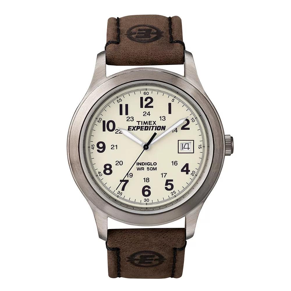 Men's Timex Expedition Field Watch with Leather Strap - Silver T49870JT Product Image