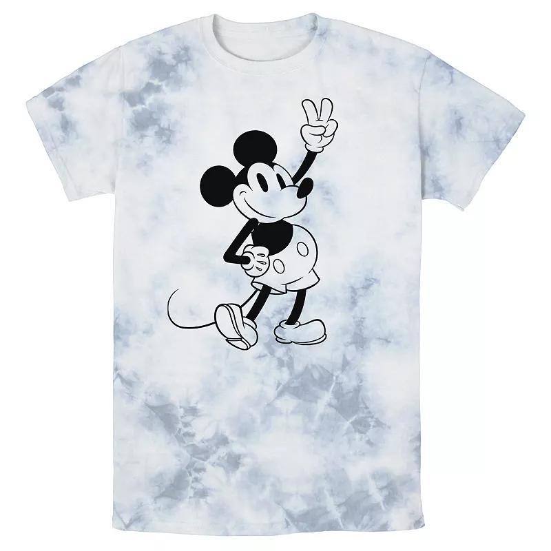 Men's Disney Mickey And Friends Mickey Peace Outline Wash Tee, Size: XL, White Blue Product Image