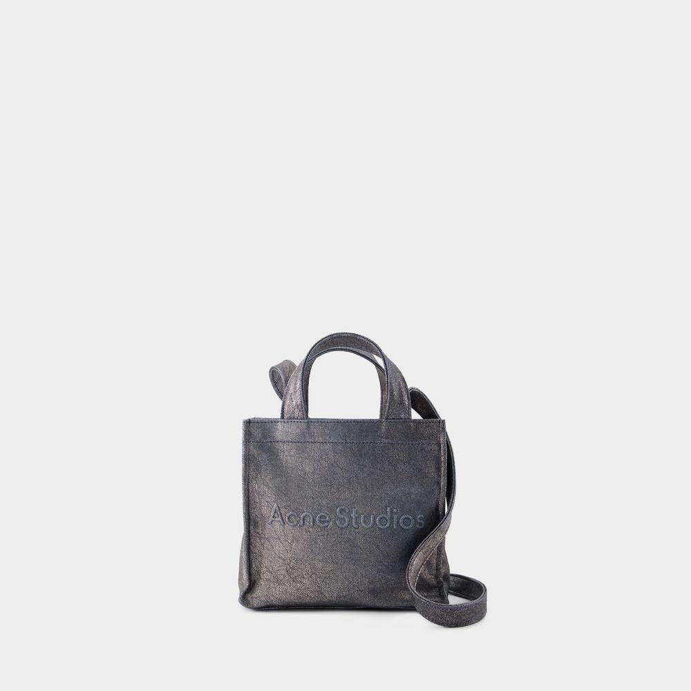 ACNE STUDIOS Logo Embossed Mini Tote Bag In Silver Product Image