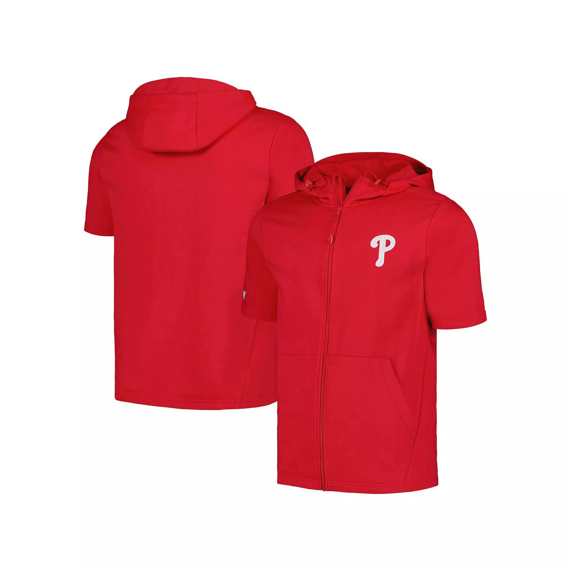 Men's Levelwear Red Philadelphia Phillies Recruit Short Sleeve Full-Zip Hoodie, Size: Large Product Image