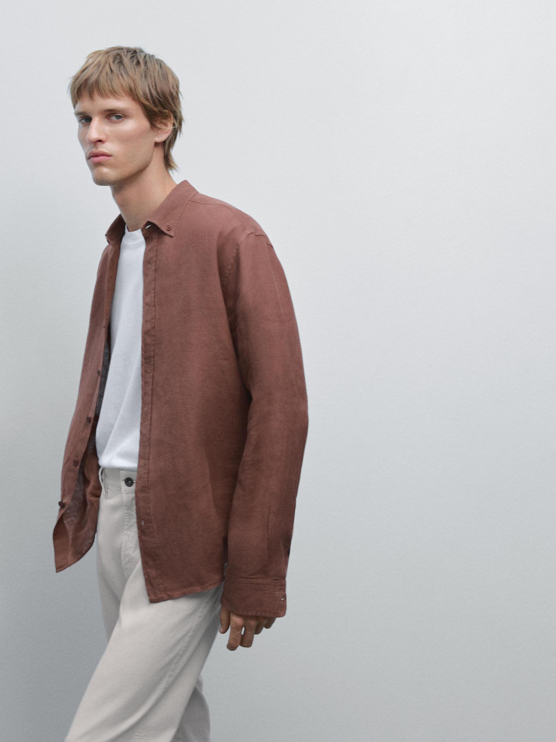 100% linen regular fit shirt Product Image