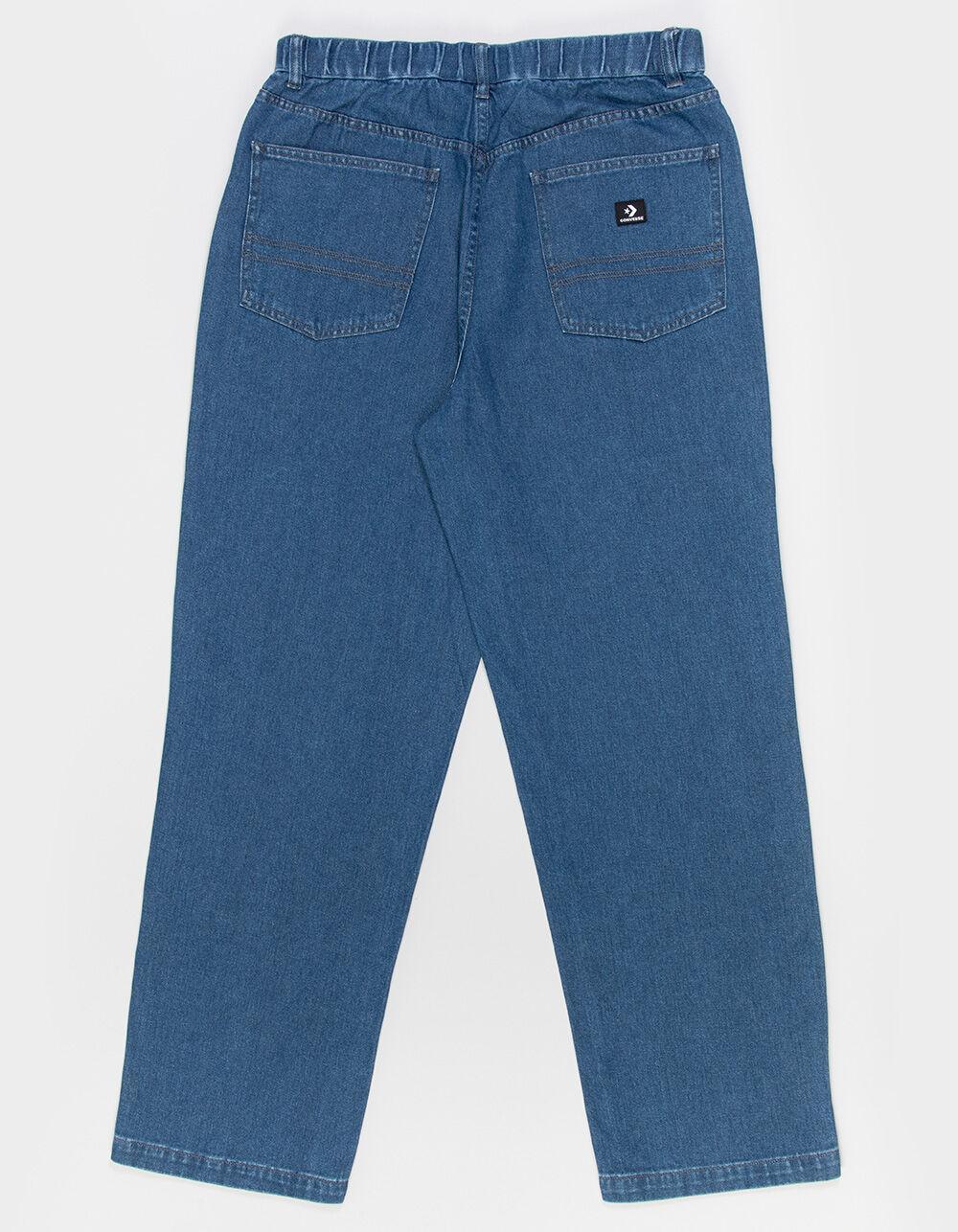 CONVERSE Open Hem Mens Baggy Denim Pants - BLACK Product Image