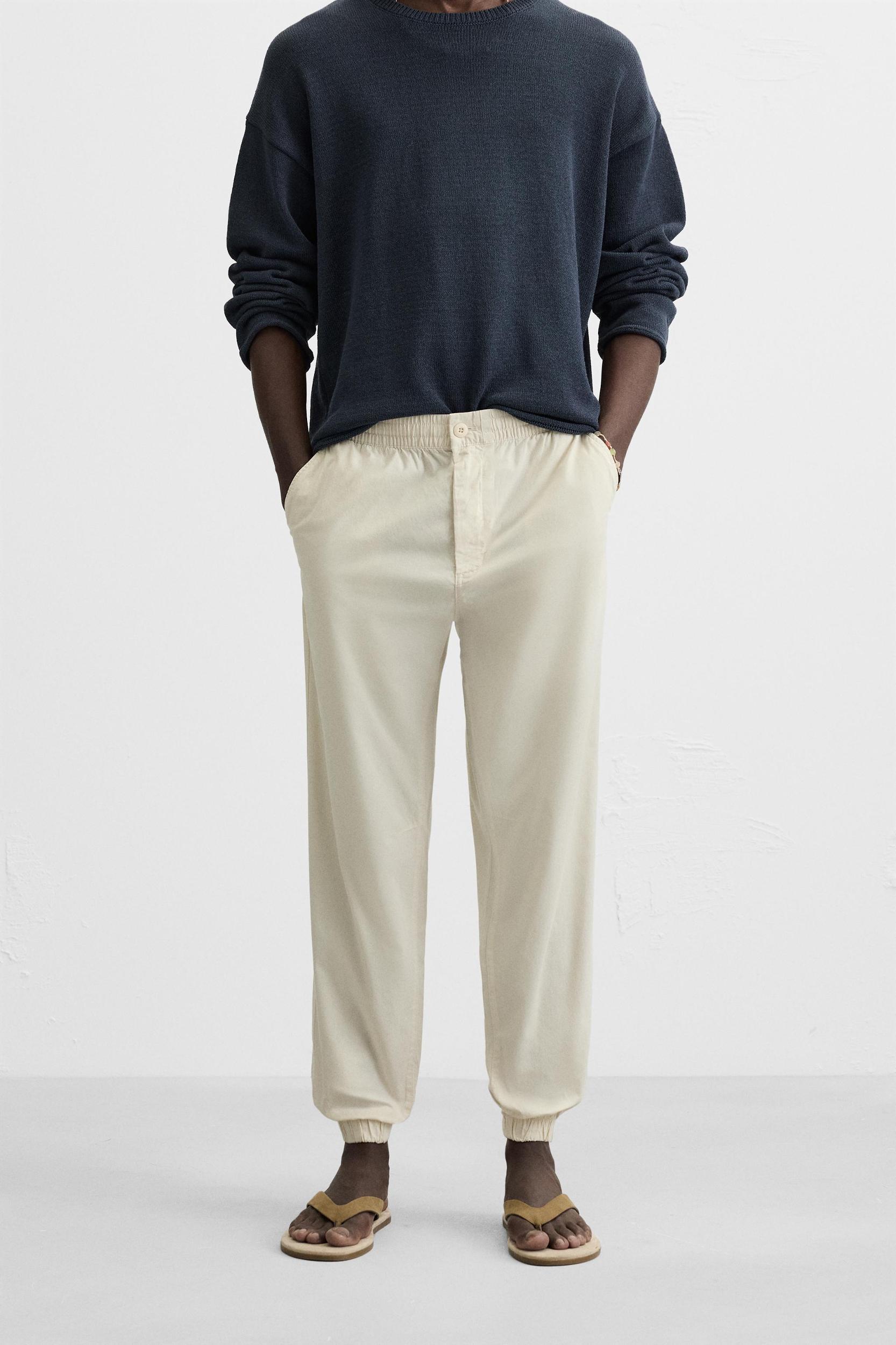 WASHED JOGGER-WAIST PANTS Product Image