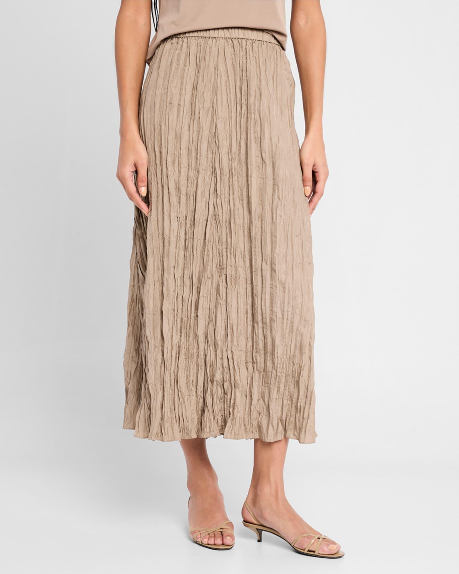 A-Line Crinkled Silk Maxi Skirt Product Image