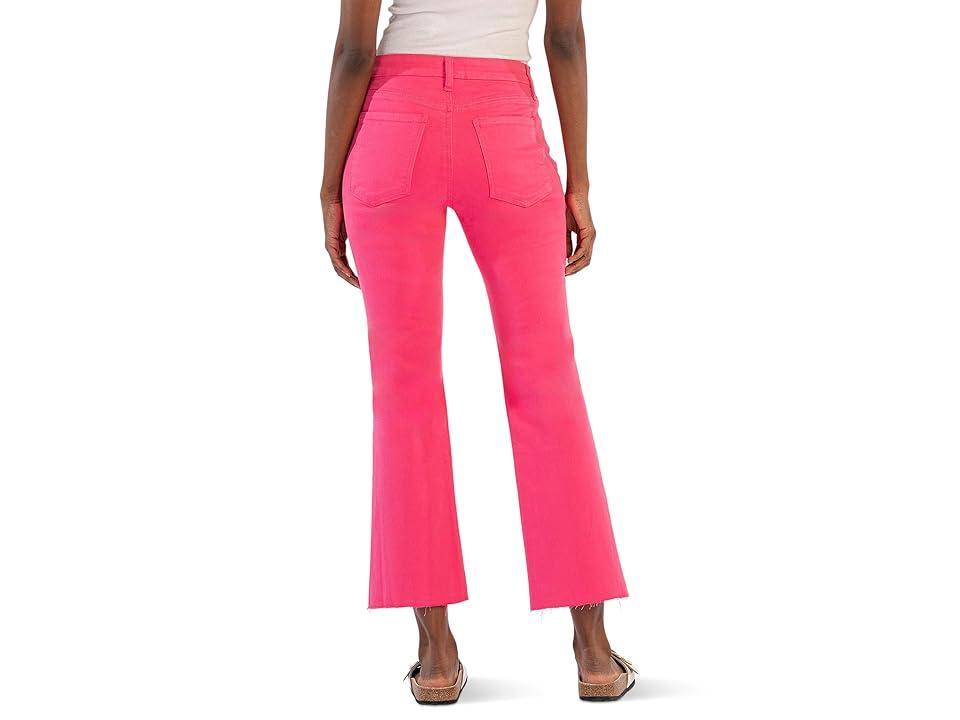 KUT from the Kloth Kelsey High-Rise Fab Ab Ankle Flare With Raw Hem In Lemon (Bubblegum) Women's Jeans Product Image