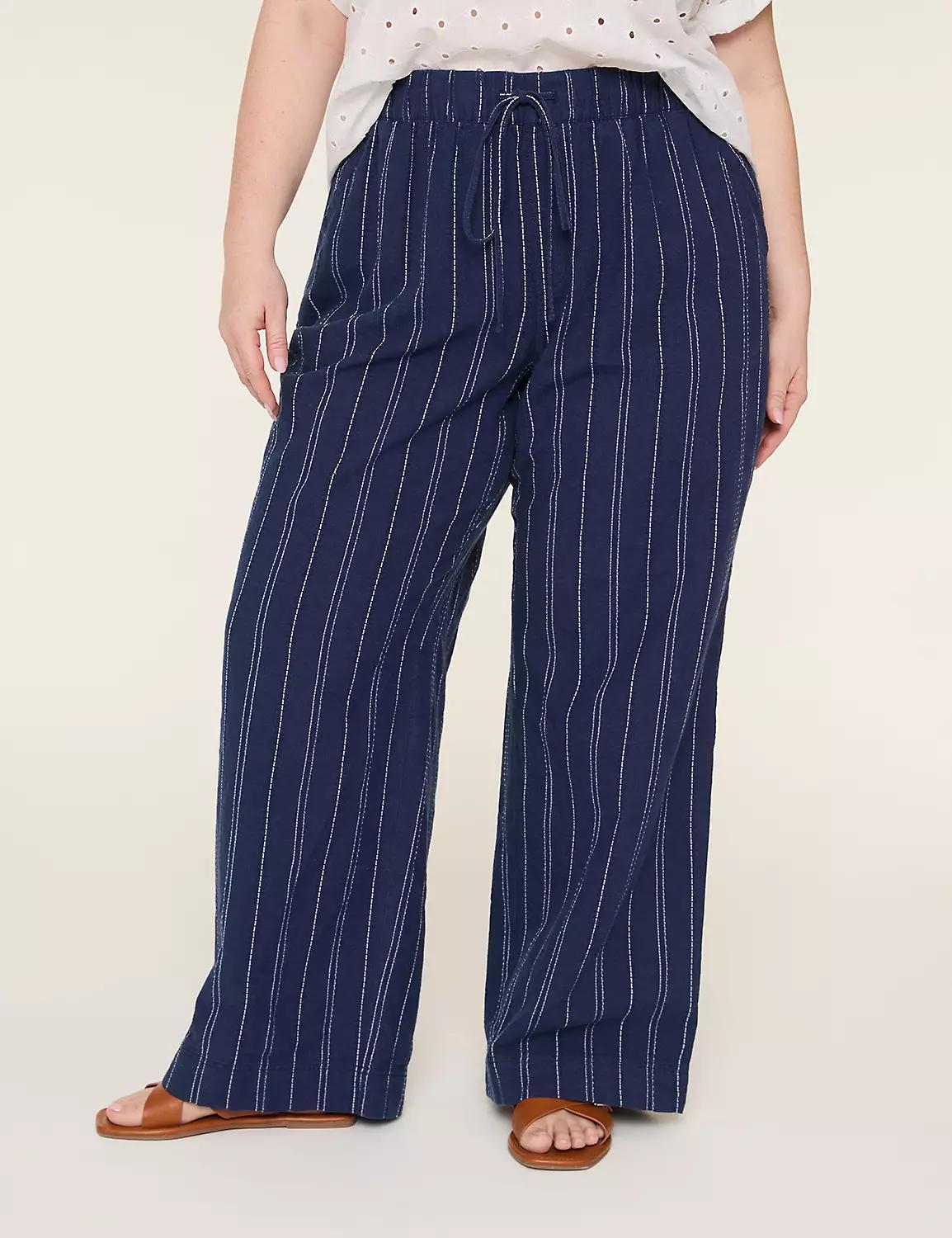 Stripe Linen Wide Leg Pant Product Image
