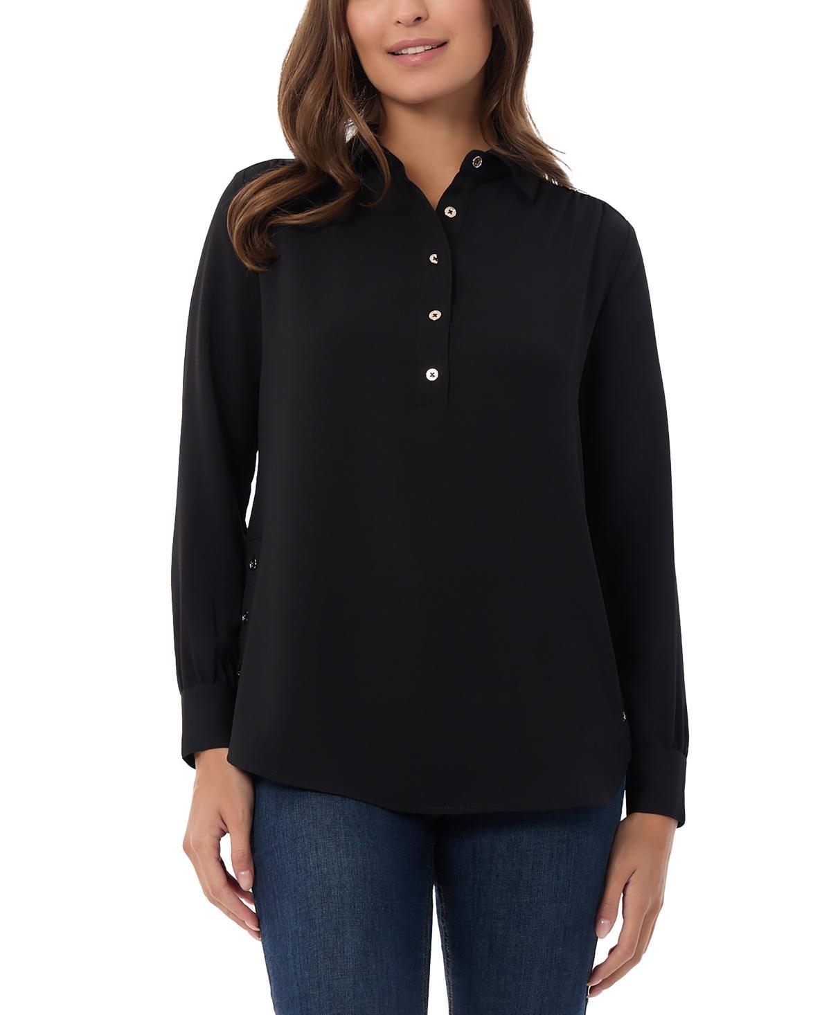 Jones New York Womens Side-Button Shirttail Top Product Image