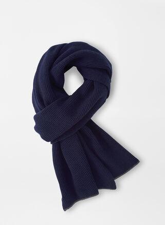 Peter Millar Mens English Rib Cashmere Scarf | Color: Navy | Size: OS Product Image