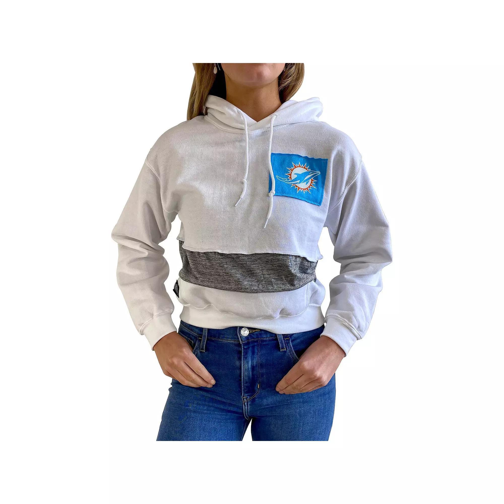Women's Refried Apparel White Miami Dolphins Crop Dolman Pullover Hoodie, Size: Medium Product Image