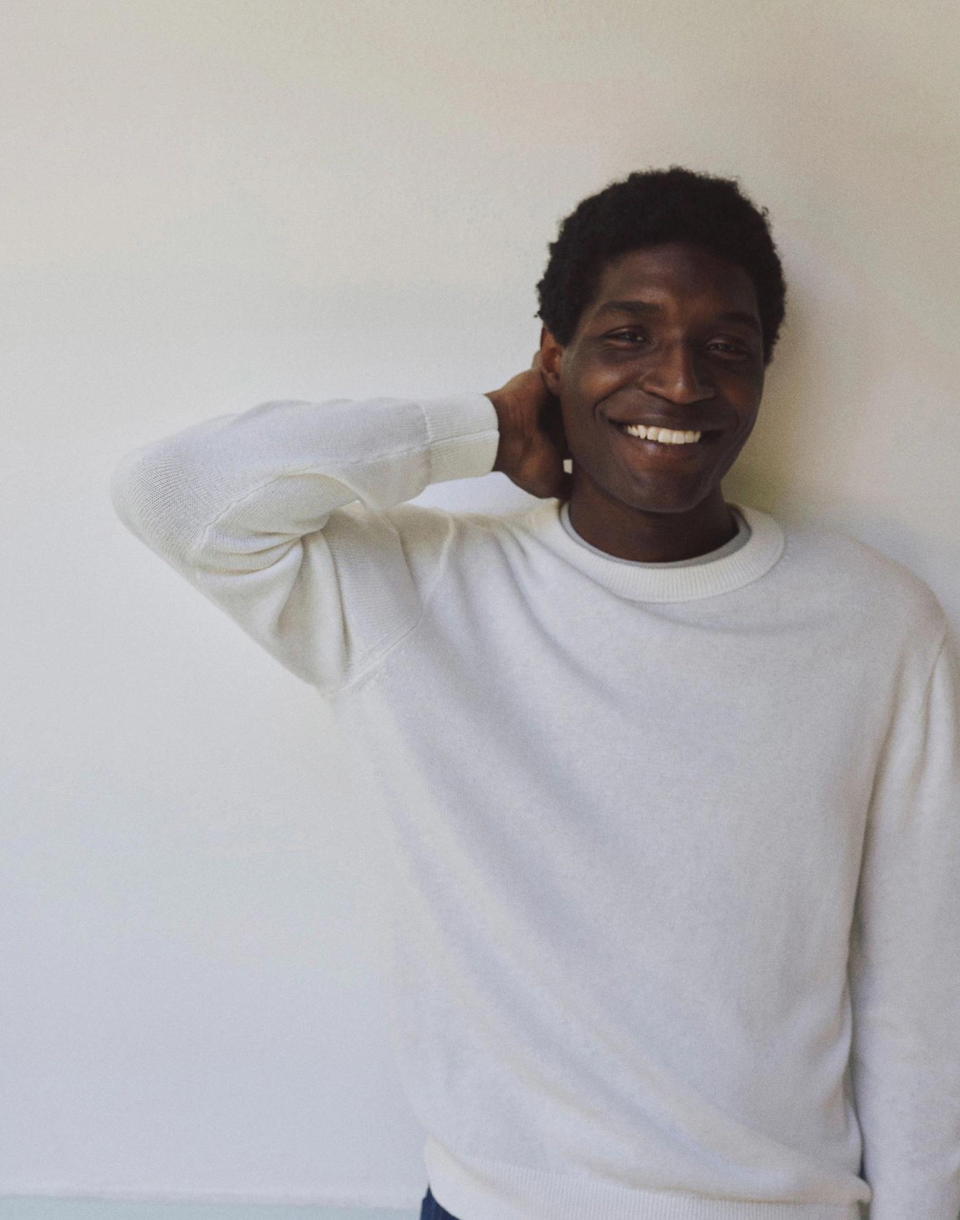 Crewneck Sweater in Lightweight Cotton-Linen Blend Product Image