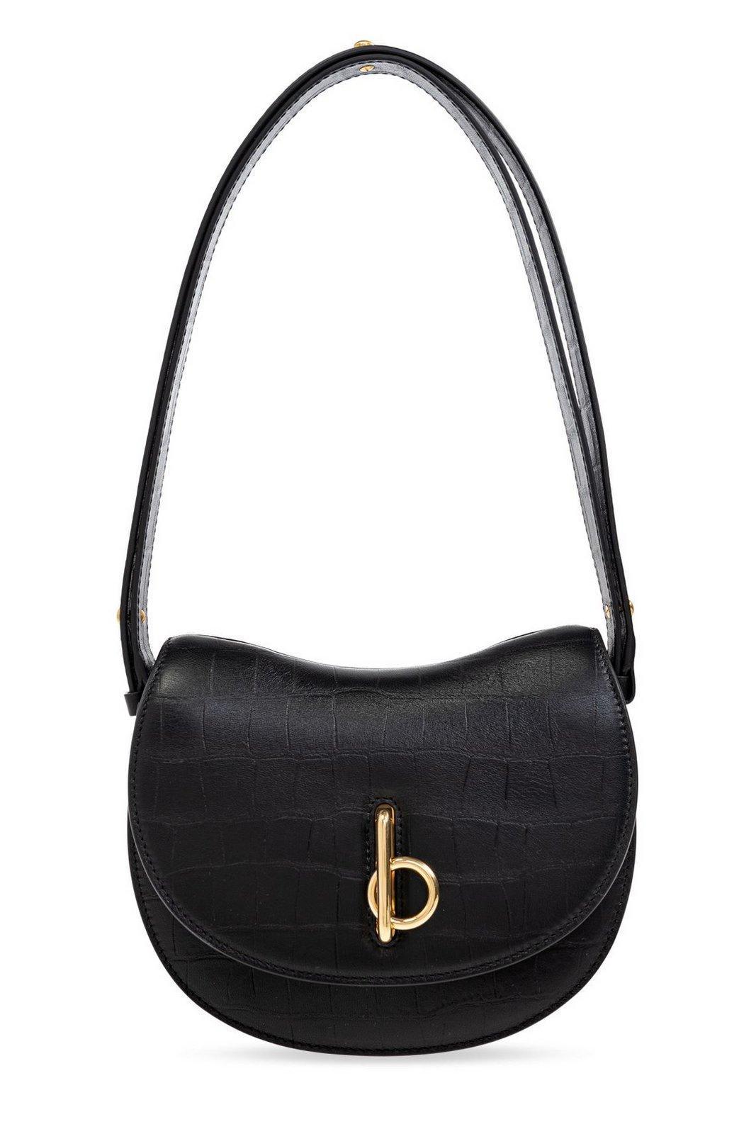 BURBERRY Small Rocking Horse Embossed Shoulder Bag In Black Product Image