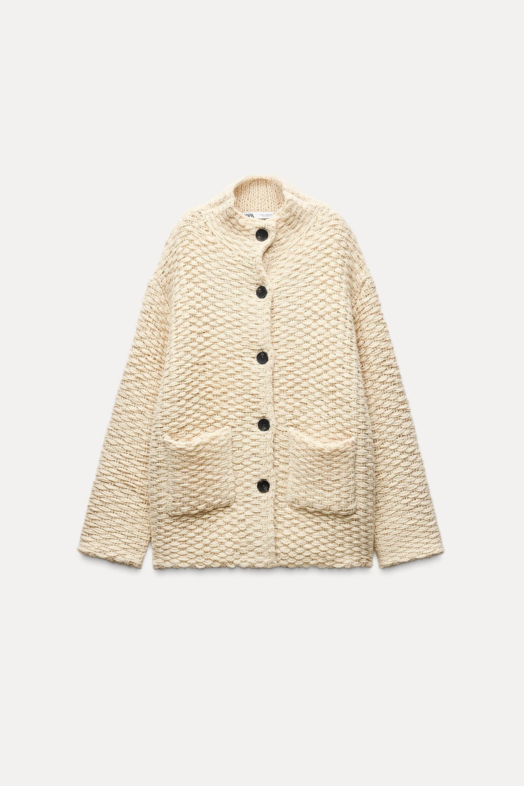 HIGH COLLAR KNIT COAT Product Image