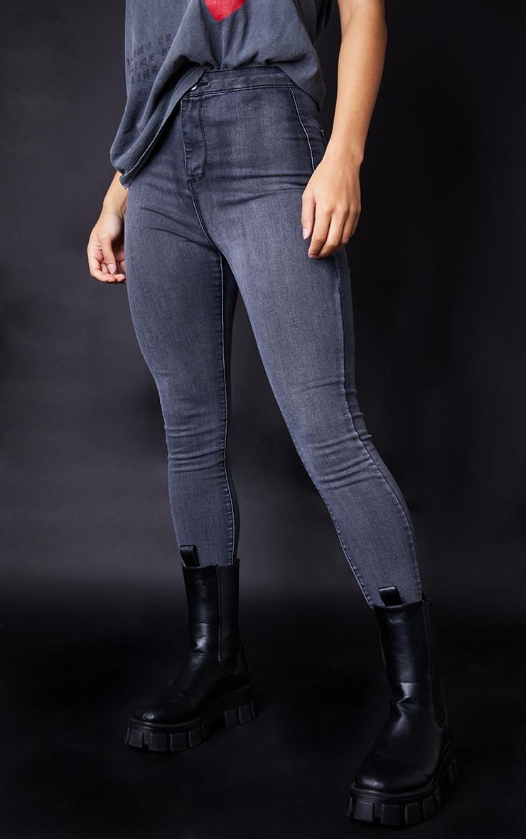 PRETTYLITTLETHING L30 Washed Black Disco Skinny Jeans Product Image