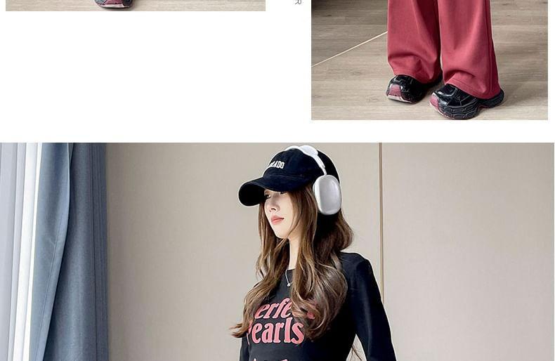 Drawstring Waist Plain Wide Leg Sweatpants Product Image