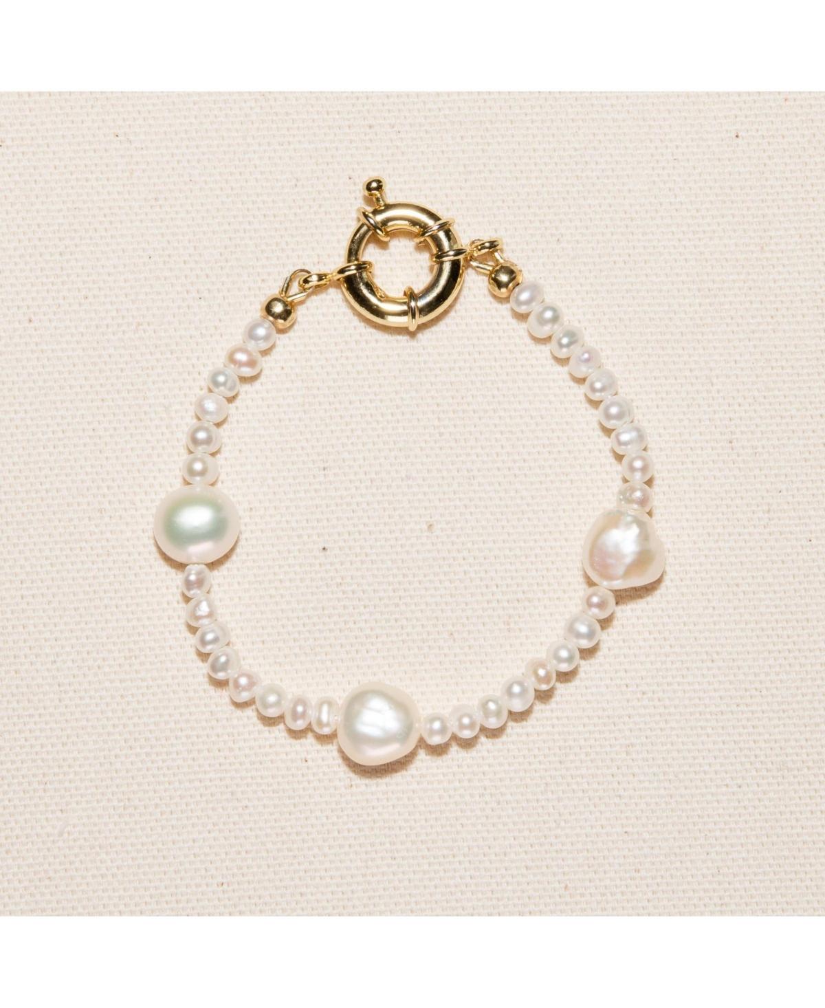 Joey Baby 18K Gold Plated Mixed Large & Small Freshwater Pearl - Kylie Bracelet 9 For Women and Girls Product Image