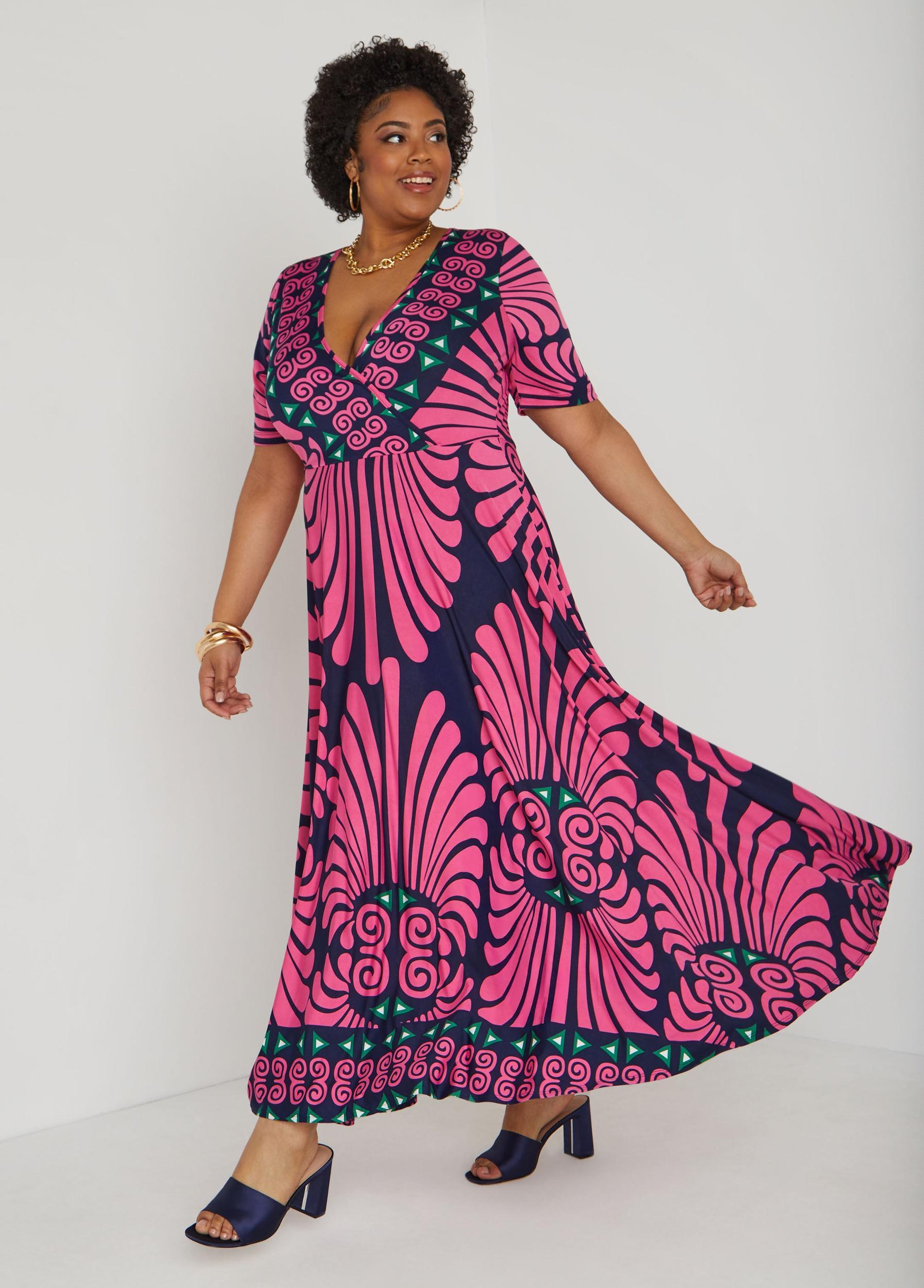 Printed Faux Wrap Maxi Dress Product Image