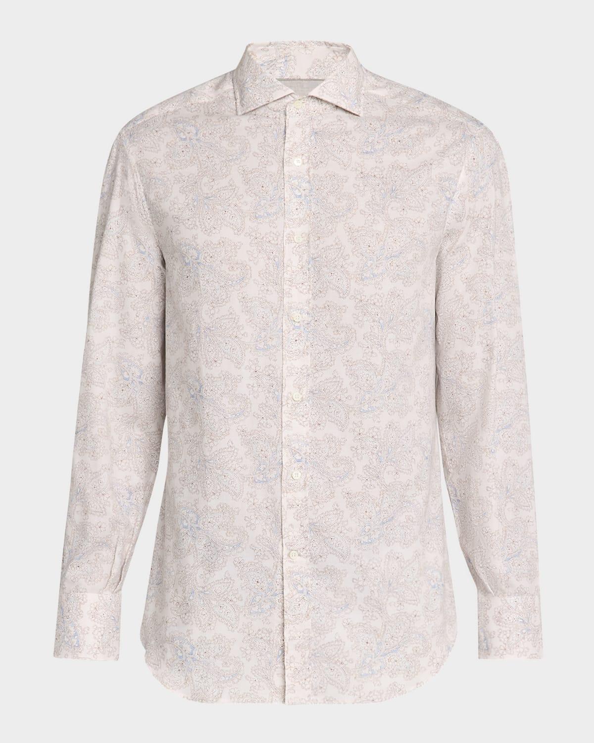 Mens Cotton Paisley Casual Button-Down Shirt Product Image