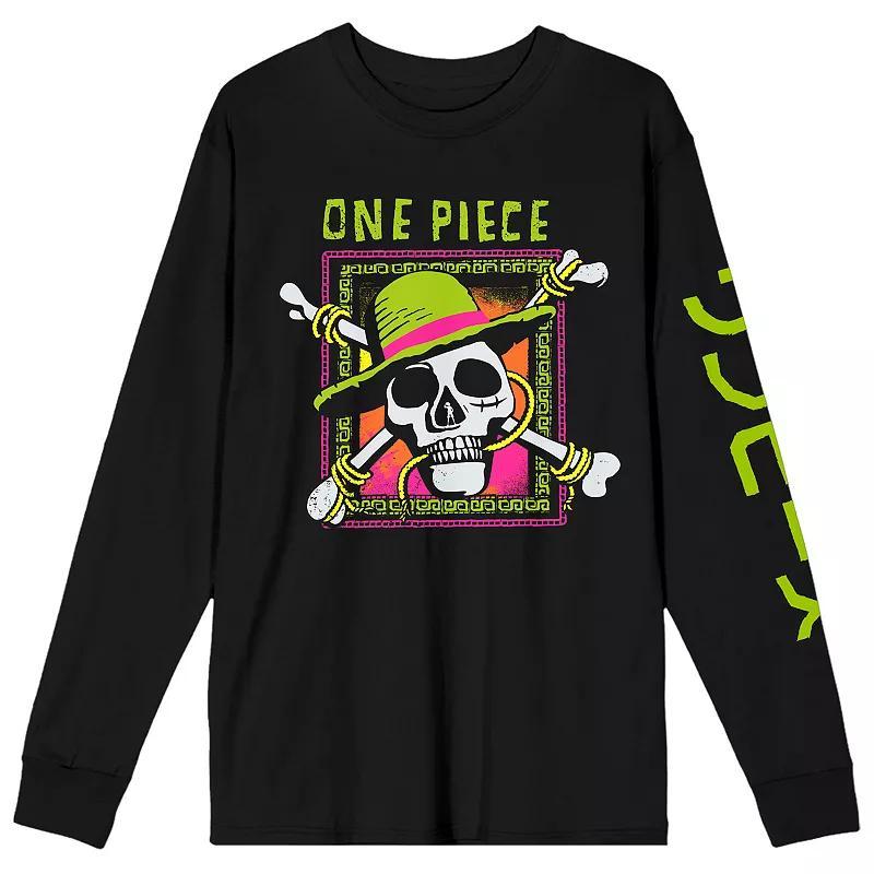 Juniors One Piece Neon Skull Long Sleeve Graphic Tee, Womens Product Image