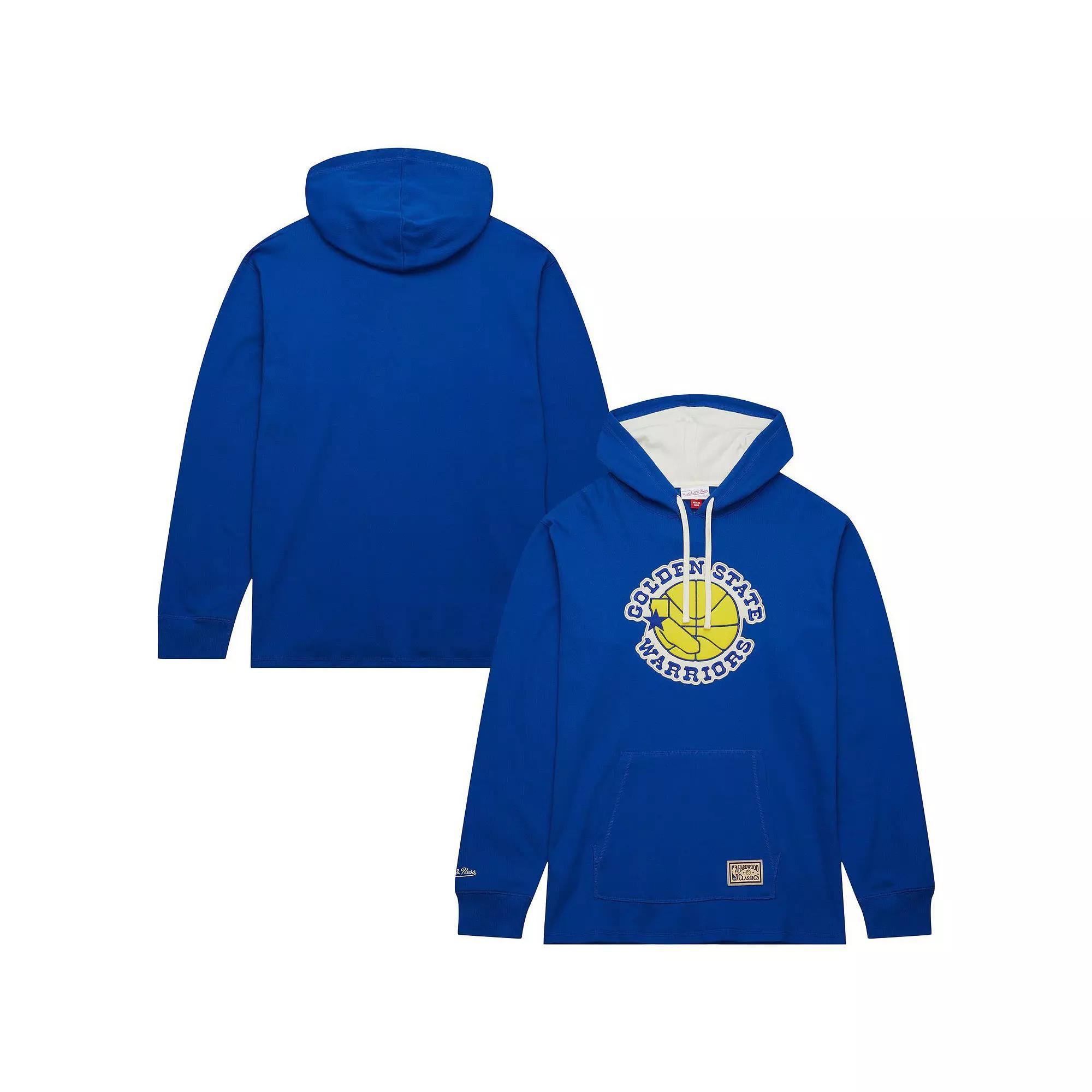 Men's Mitchell & Ness Royal Golden State Warriors Hardwood Classics Lightweight Thermal Pullover Hoodie,  Product Image
