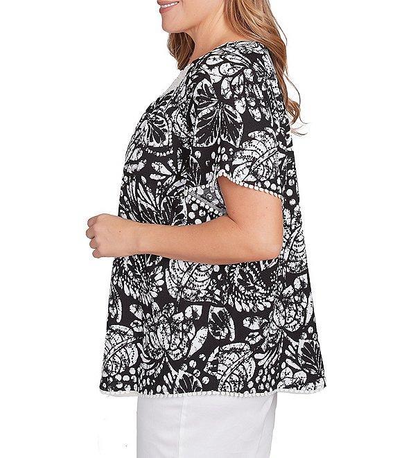 Ruby Rd. Plus Size Paisley Lace Scoop Neck Short Sleeve Top Product Image