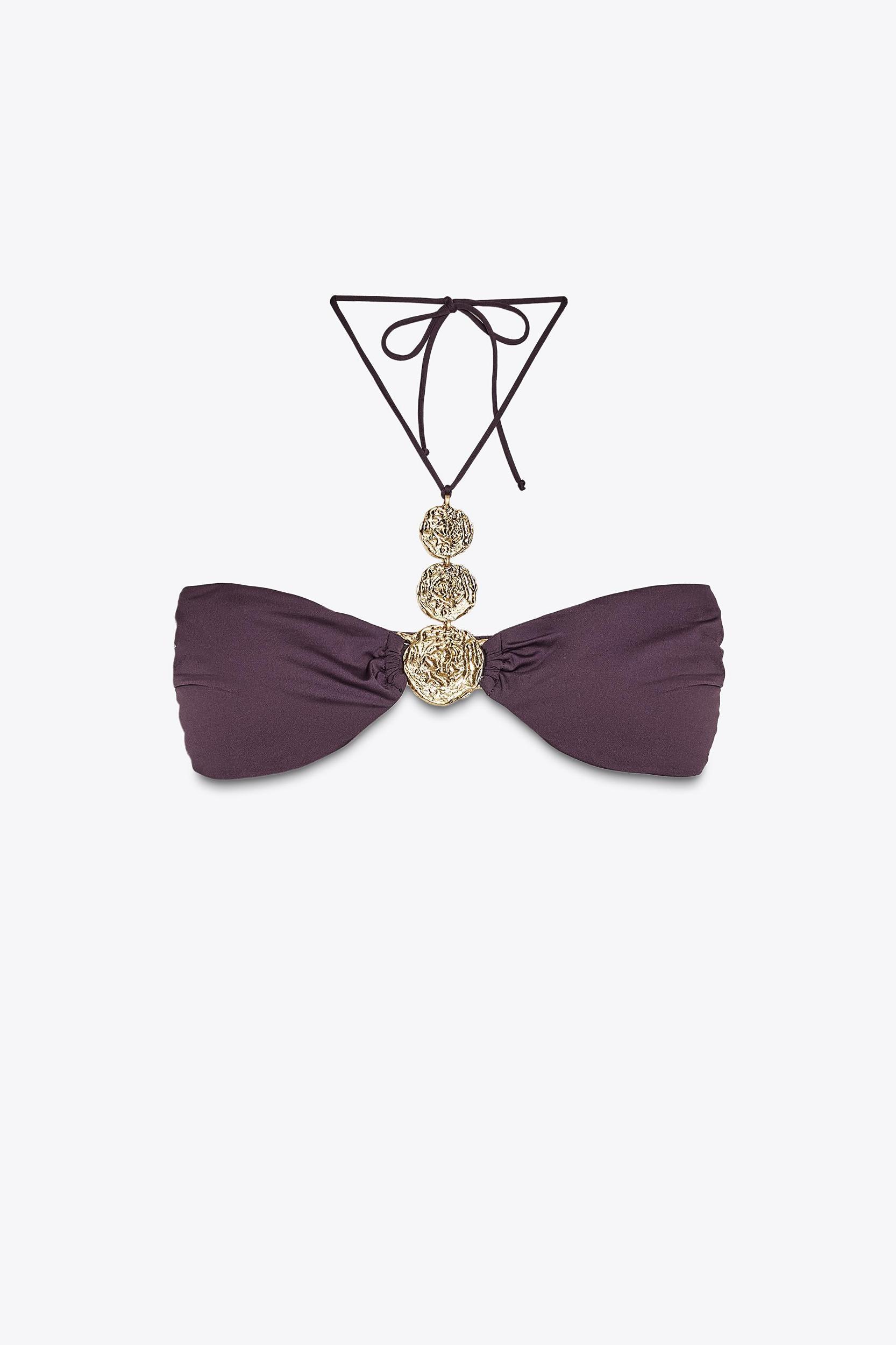 METALLIC HALTER BIKINI TOP Product Image