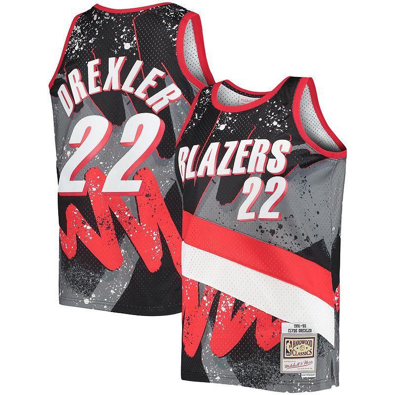 Mens Mitchell & Ness Clyde Drexler Portland Trail Blazers Hardwood Classics 1991/92 Hyper Hoops Swingman Jersey Product Image