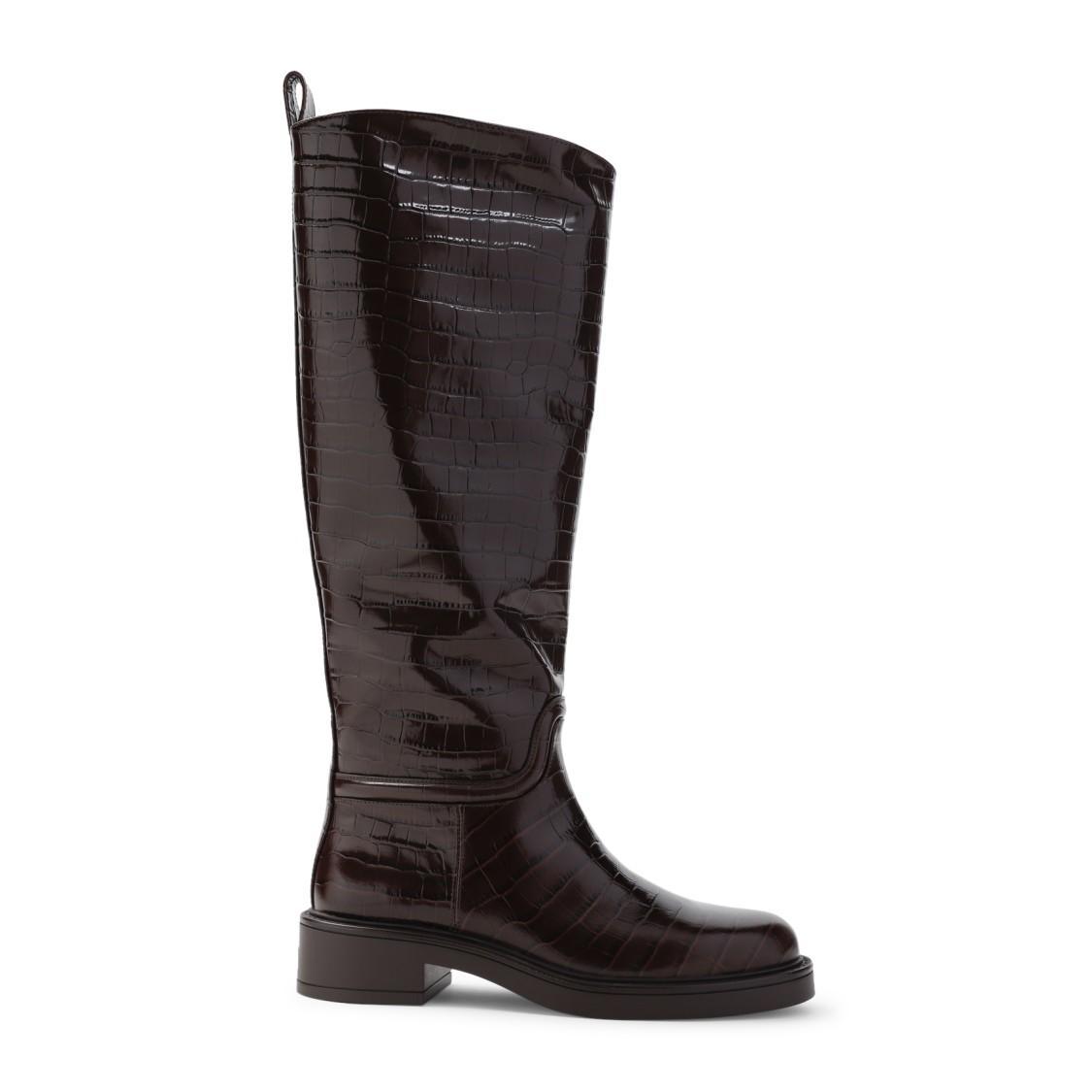 STUART WEITZMAN Brown Celia Calf Leather Riding Boots In Nude & Neutrals Product Image