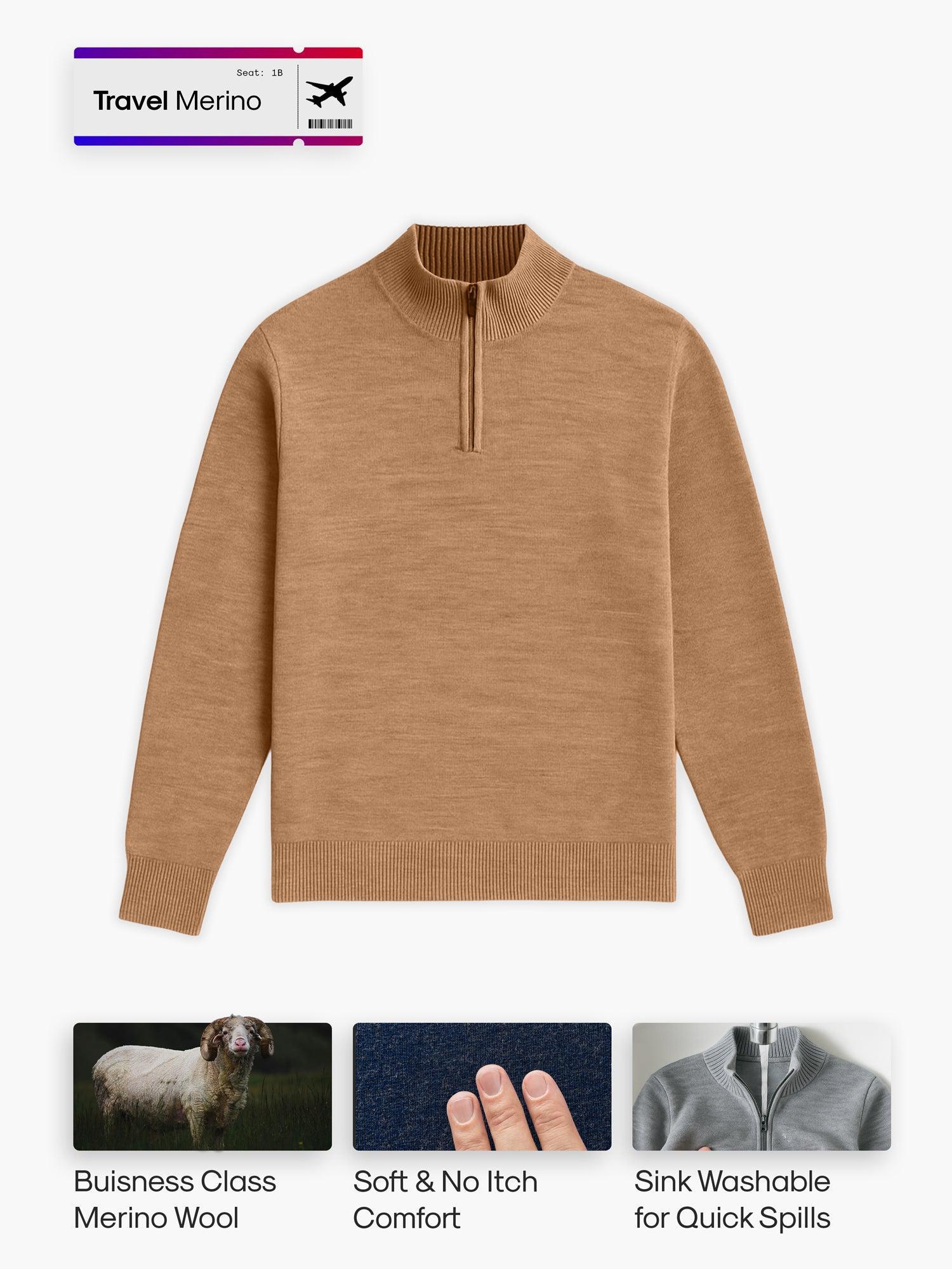 Men's Travel Merino 1/4 Zip - Denim Blue Product Image