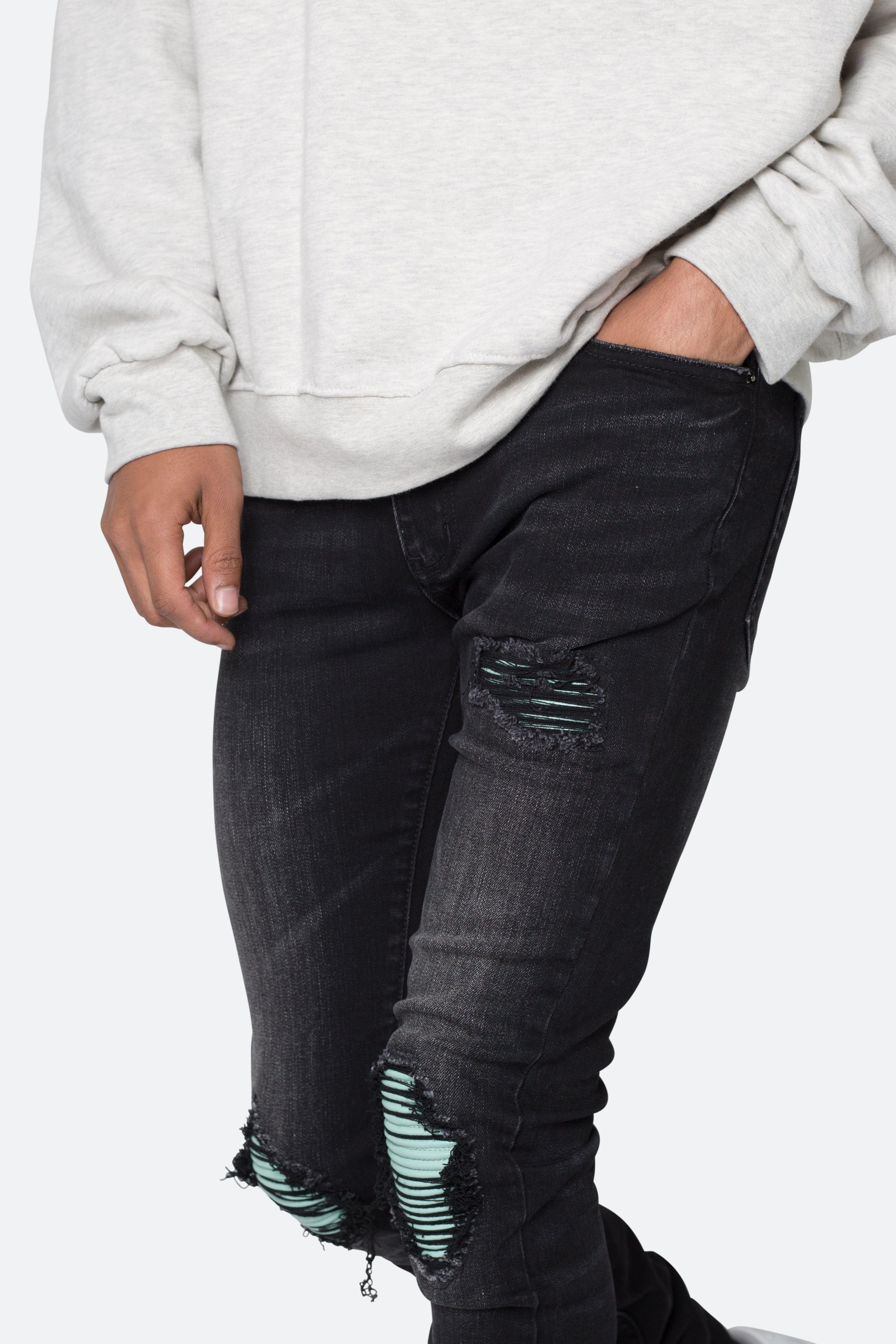 X559 Skinny Moto Denim - Black/Green Product Image