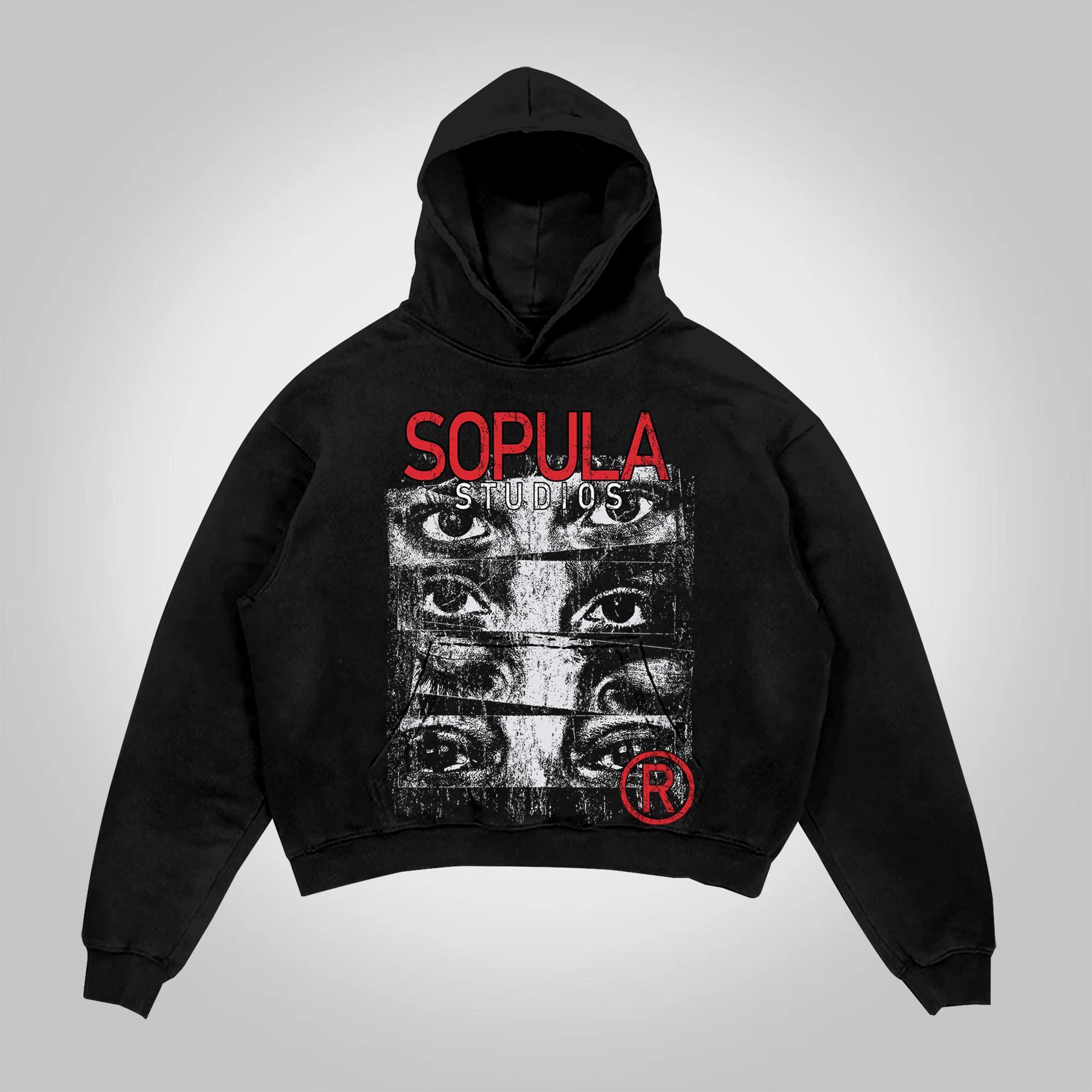 Sopula Studios Vintage Eye Graphic Print Pocket Hoodie Product Image