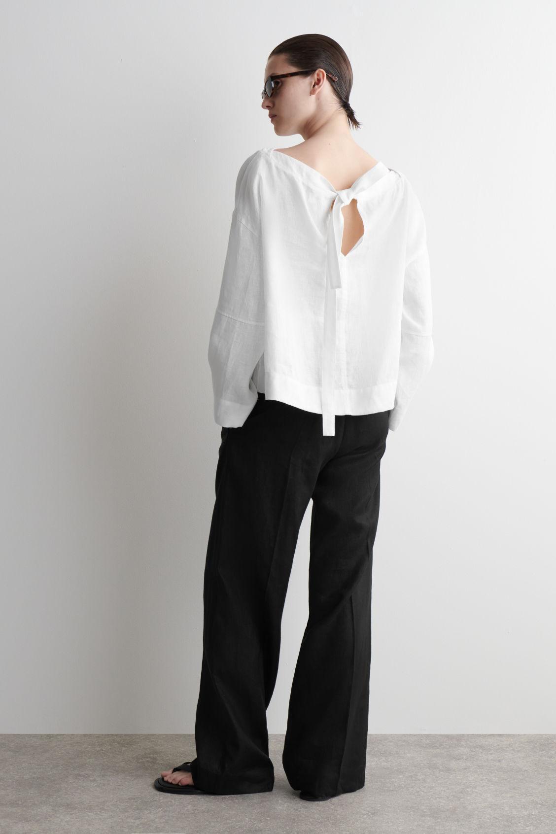 TIE-DETAIL LINEN BLOUSE Product Image