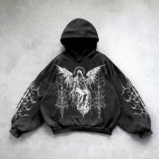 Sopula Vingate Portrait Phantom Graphic Acid Washed Oversized Hoodie Product Image