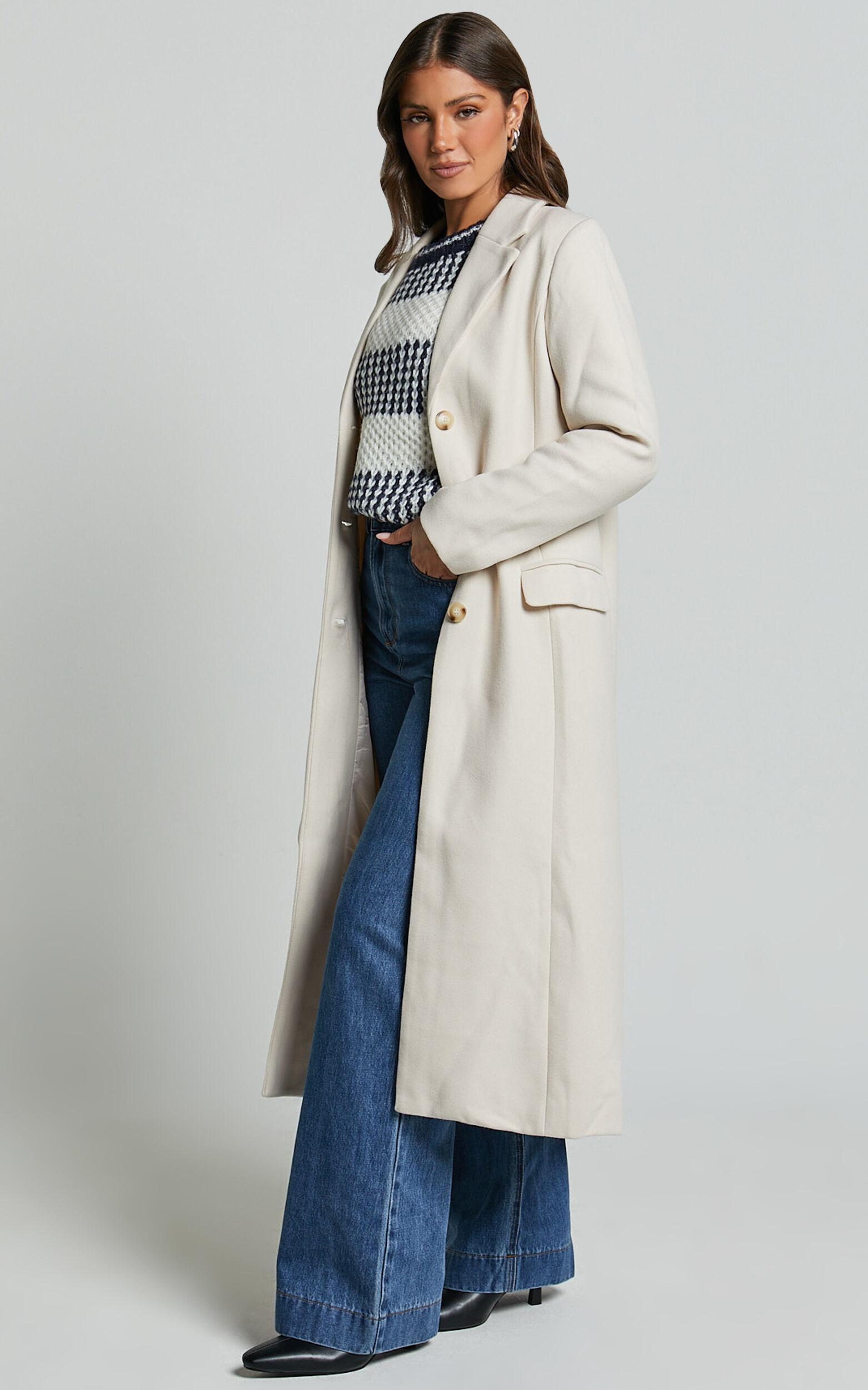 Colby Coat - Tailored Longline Coat in Stone Product Image