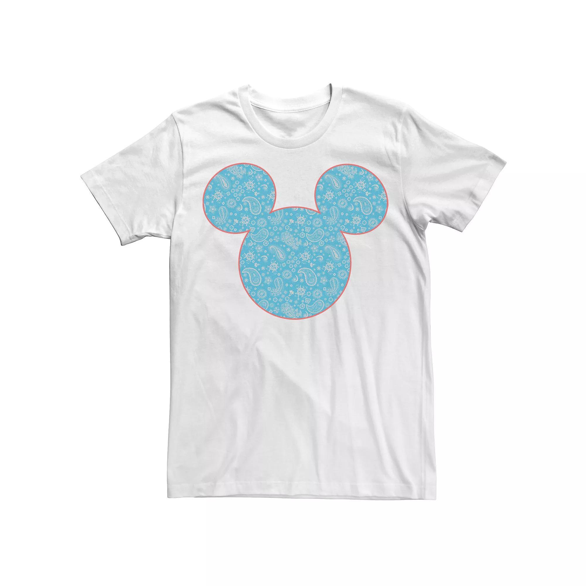 Disney's Mickey & Friends Mickey Men's Blue Paisley Fill Tee, Size: Medium, White Product Image