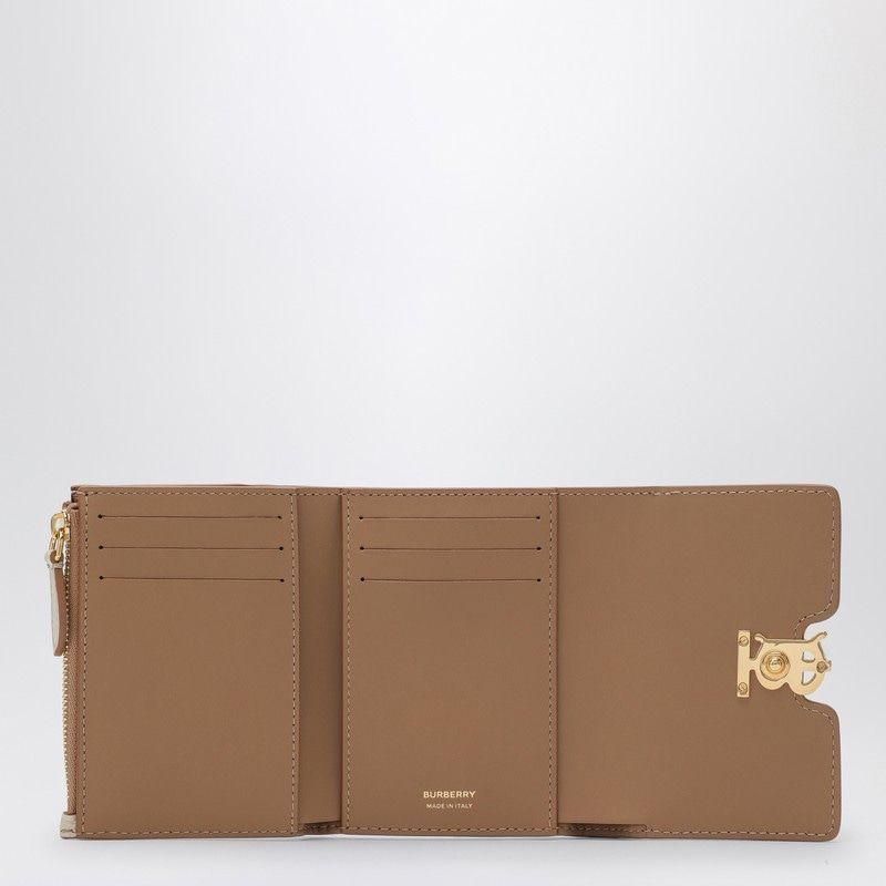 BURBERRY Mini Trifold Leather Wallet In Tan Product Image