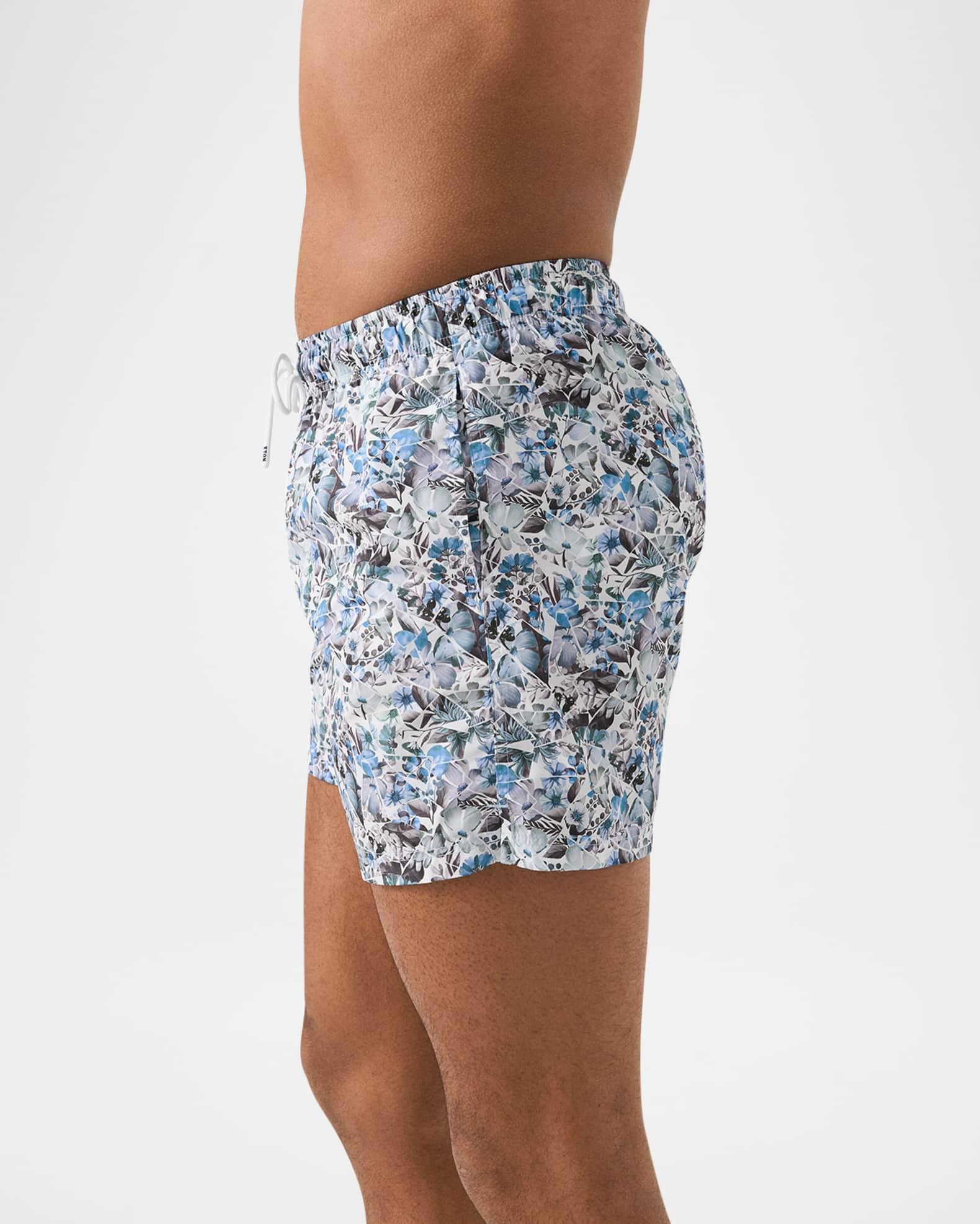 Men's Geometric-Floral Slim Swim Trunks Product Image