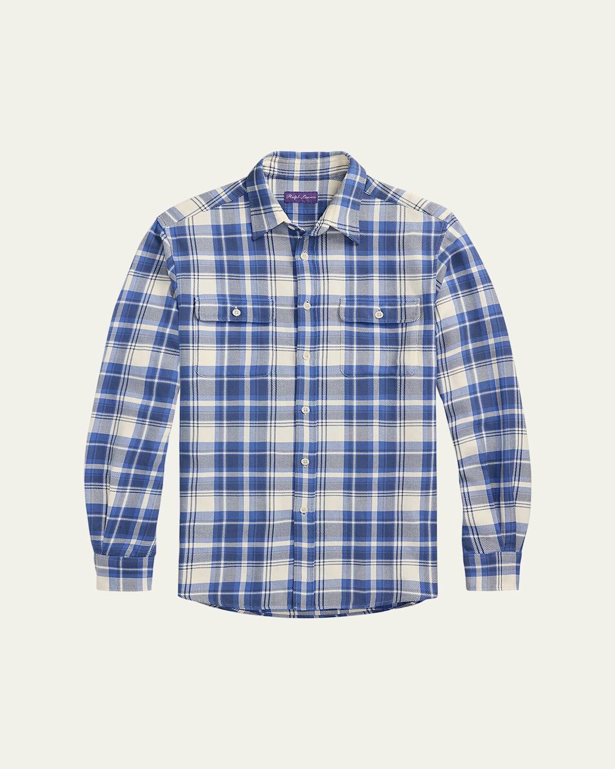 Mens Plaid Twill Sport Shirt Product Image