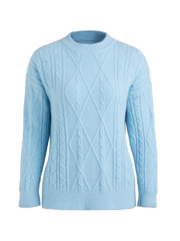 Crew Neck Cable Knit Pullover Sweater Product Image