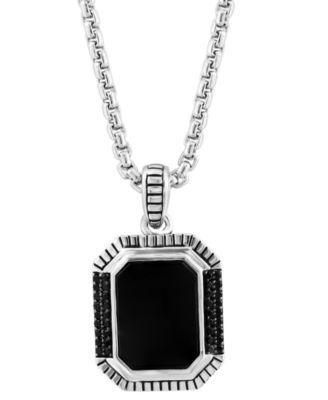 Effy Mens Onyx & Black Spinel 22 Pendant Necklace in Sterling Silver Product Image