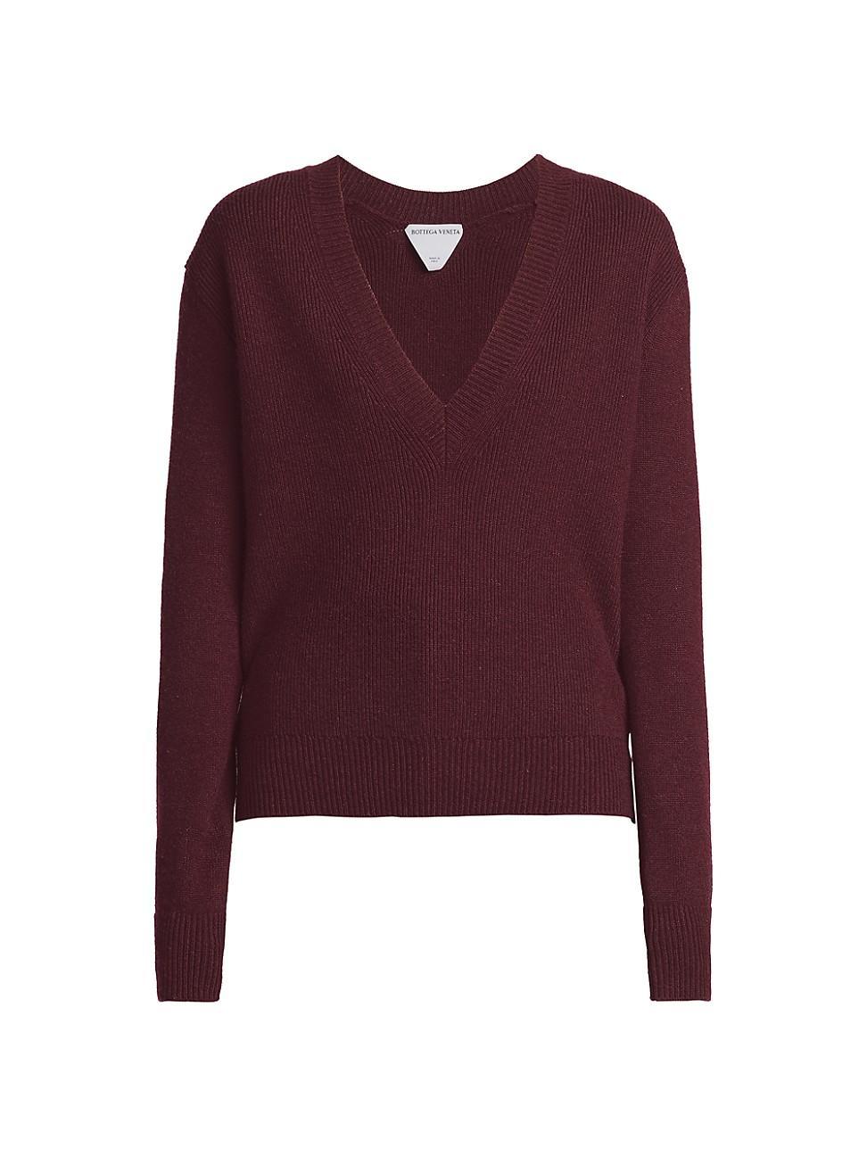 Womens V-Neck Cashmere-Blend Sweater Product Image