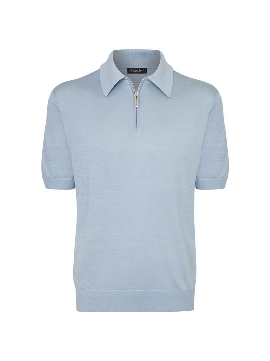 Mens Silk and Crocodile Zip Polo Shirt Product Image