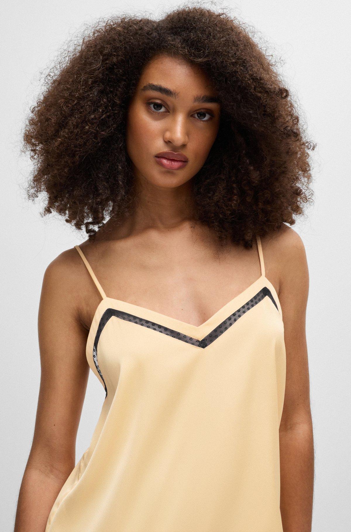 Hammered-satin camisole with lace insert Product Image