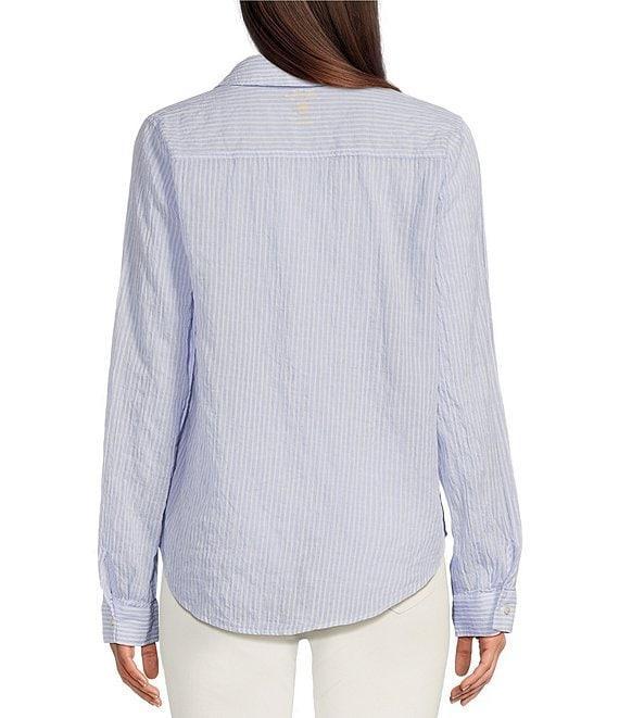 Lilly Pulitzer Sea View Collar Stripe Print Long Sleeve Button Down Shirt Product Image