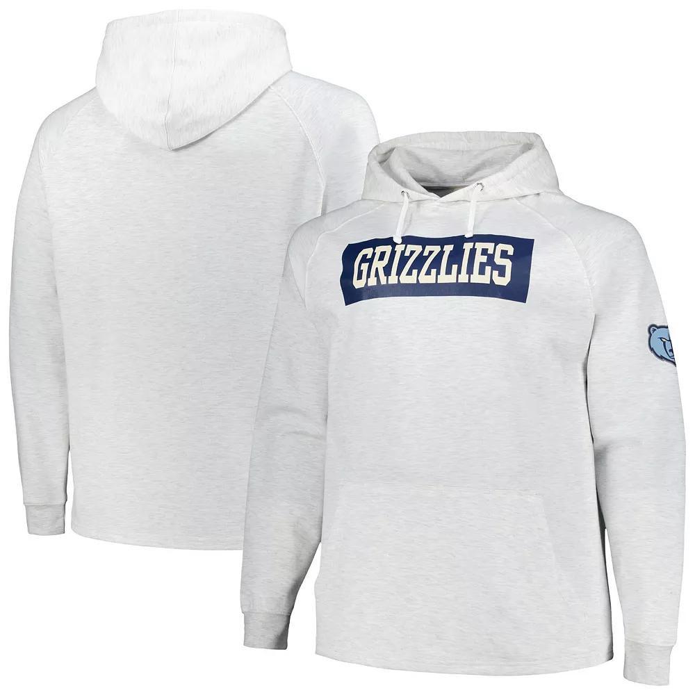 Men's Fanatics Ash Memphis Grizzlies Big & Tall Raglan Tri-Blend Pullover Hoodie,  Product Image