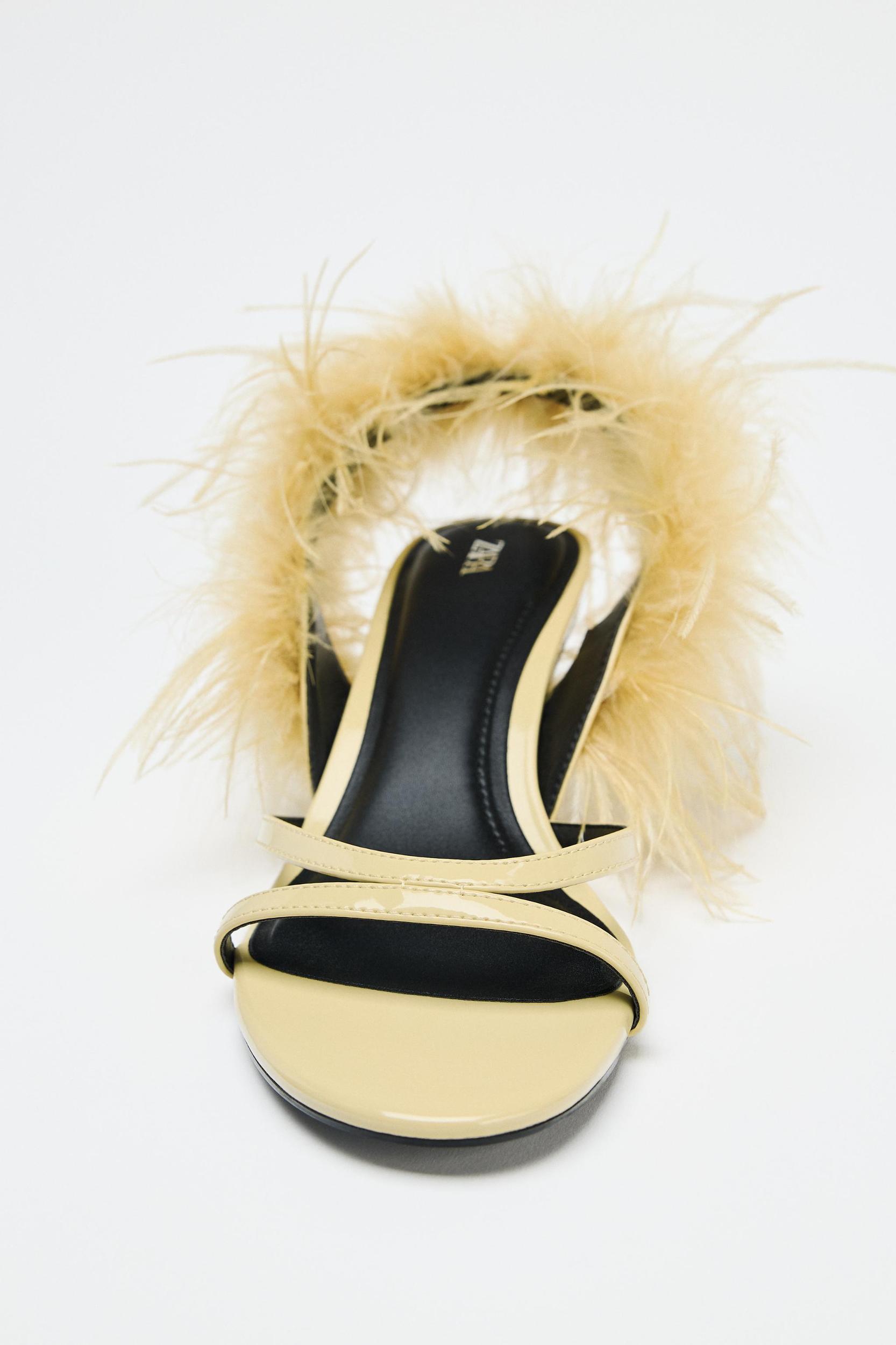 FEATHER METALLIC HEELED SANDALS Product Image