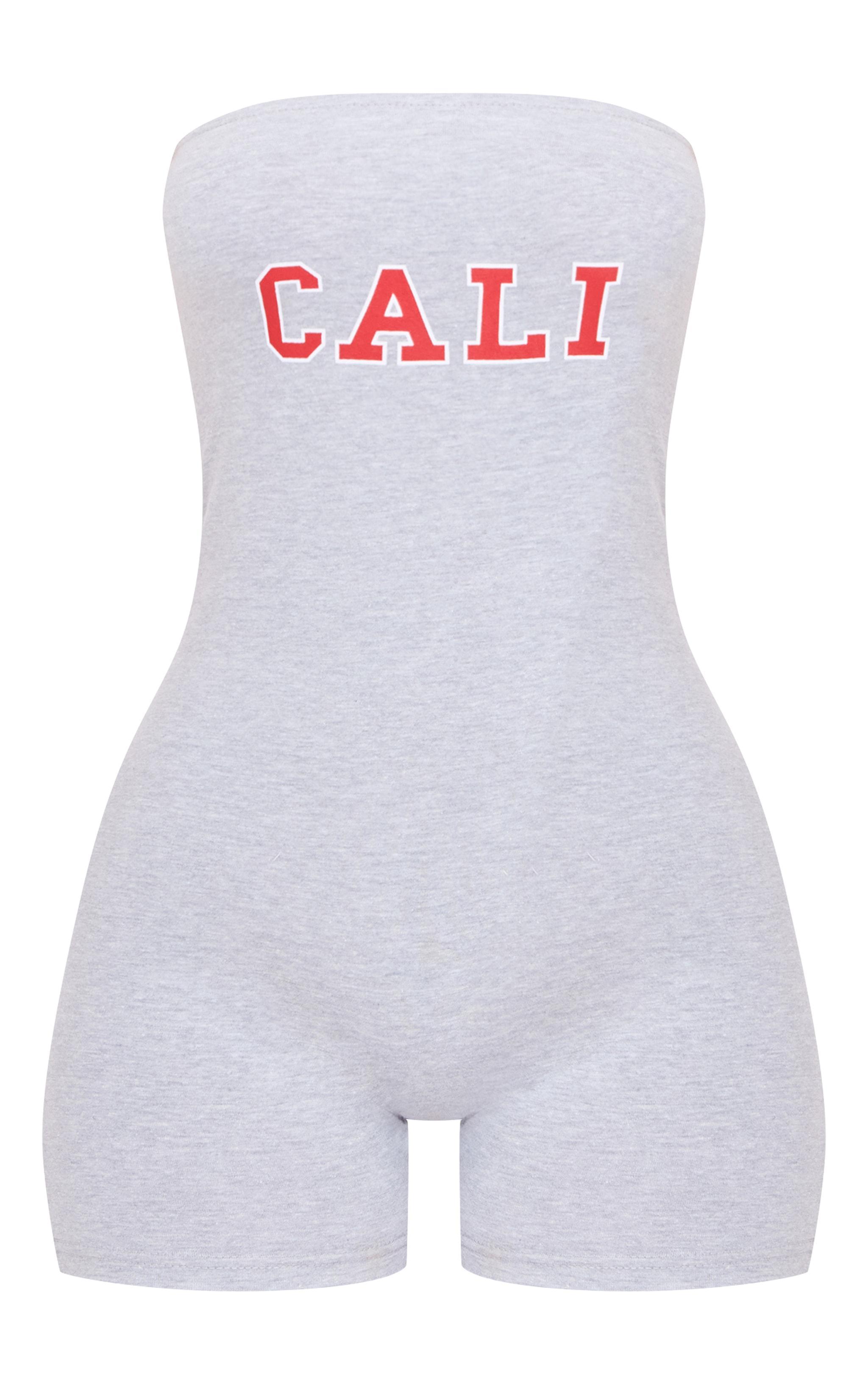 Petite Ash Grey Bandeau Cali Graphic Unitard Product Image