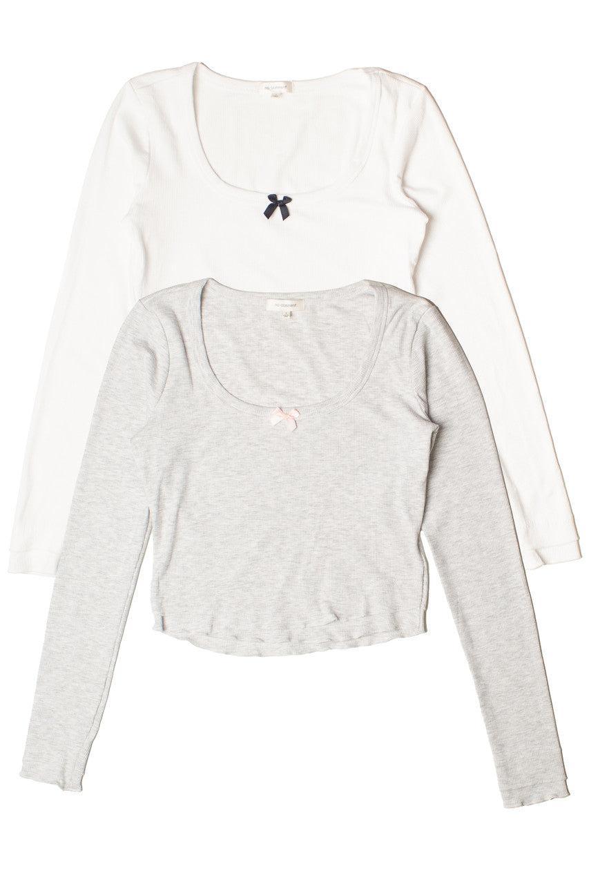 Layered Hem Bow Detail Long Sleeve Top Product Image