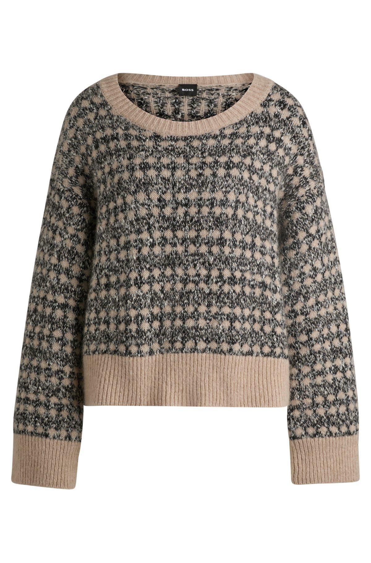 Jacquard-knit sweater with three-colored yarn Product Image