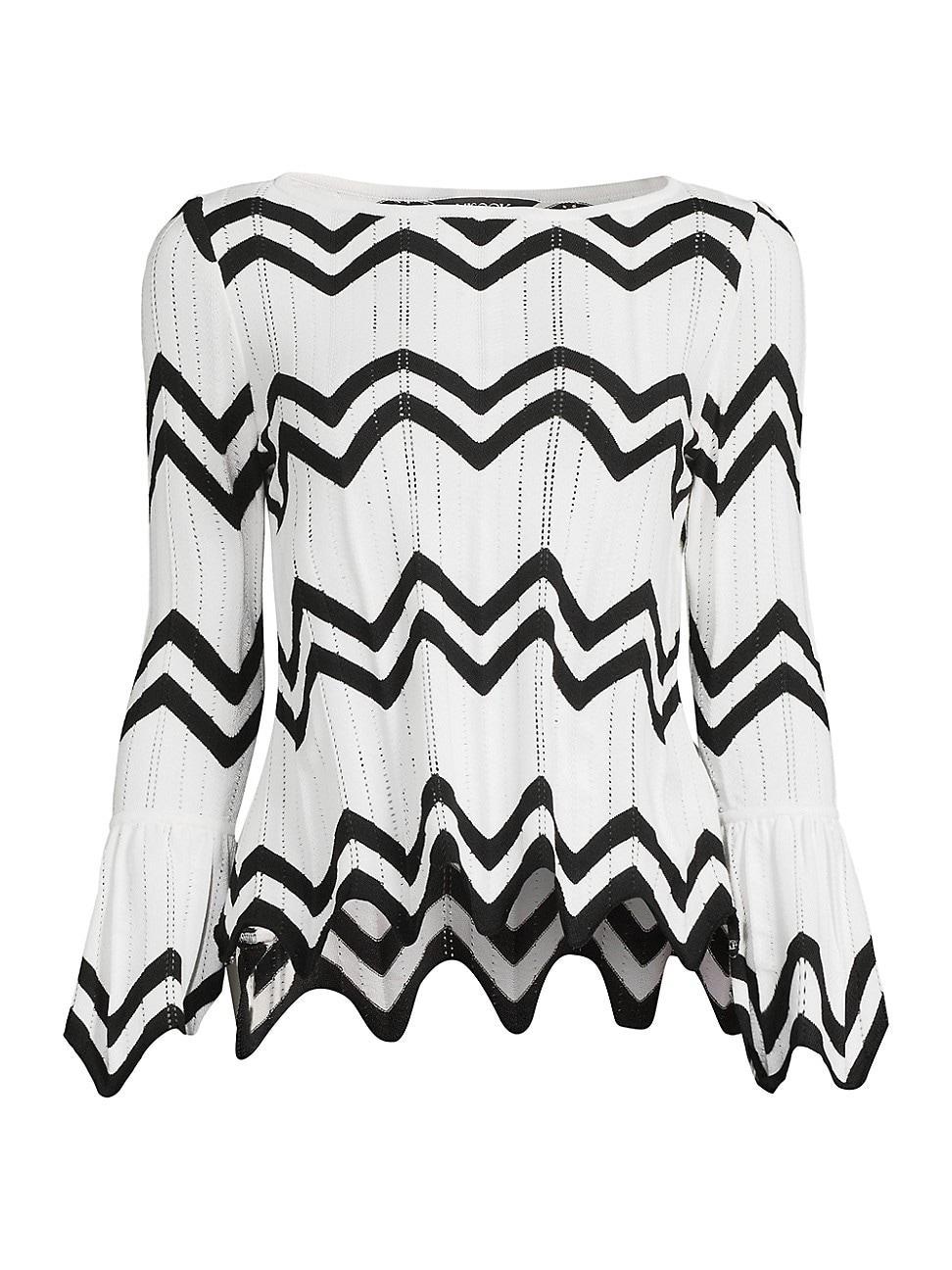 Womens Contrast Chevron & Pointelle Knit Tunic Product Image